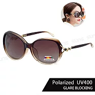 【SUNS】Polarized時尚簍空四葉草造型名媛款 淑女偏光墨鏡 大框顯小臉 S26 輕量/防眩光/抗UV400 蜜茶棕