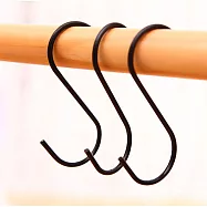 E.City_免釘多功能不鏽鋼門後S型掛勾(9入) 黑