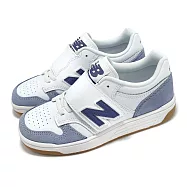 New Balance 休閒鞋 480 中童 寬楦 白 紫 魔鬼氈 膠底 復古 小朋友 運動鞋 NB PHB480IC-W 19cm WHITE/PURPLE
