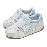 New Balance 休閒鞋 480 中童 寬楦 米白 藍 魔鬼氈 膠底 復古 小朋友 運動鞋 NB PHB480IG-W 17.5cm WHITE/BLUE