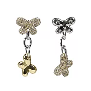 COACH 玻璃珍珠及水鑽蝴蝶鍊狀垂墜造型針式耳環 (金色/銀色)