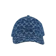 COACH 滿版CC Logo 棉質牛仔棒球帽 M/L(單寧藍)