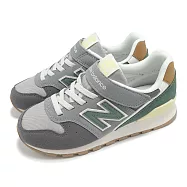 New Balance 休閒鞋 996 中童 寬楦 灰 綠 麂皮 經典 魔鬼氈 小朋友 運動鞋 NB YV996RB3-W 20cm GREY/GREEN