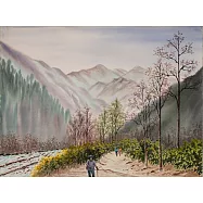 【玲廊滿藝】鄭逸人-遠山行者56x78cm