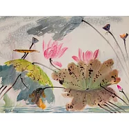 【玲廊滿藝】鄭逸人-秋荷無極56x78cm