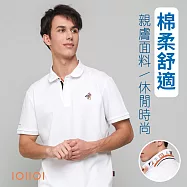 IOIIOI歐洲貴族 (有大尺碼) 短袖刺繡POLO衫 休閒商務 棉POLO M 白色