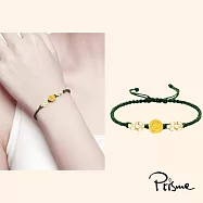 【Prisme Gold】Rose 浪漫黃金玫瑰綠色編織手環 (金重：約0.05錢±0.02)