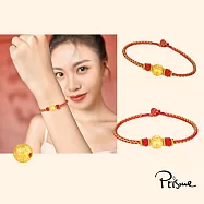 【Prisme Gold】Fortune 紅色編織6mm財運珠黃金手環 (金重：約0.03錢±0.01)
