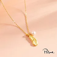 【Prisme Gold】天使羽毛珍珠黃金項鍊 (金重0.02錢&plusmn;0.01)