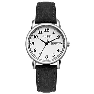 JULIUS 聚利時 夏夜之戀 皮革多功能腕錶 JA-1472(四色/31mm) 經典黑