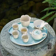 【陸寶LOHAS】清荷雅境茶禮-碧荷白 窯變釉 茶具套組 兩件式茶濾 蓮葉茶盤 泡茶器