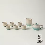 【陸寶LOHAS】清荷雅境茶組-碧荷白 窯變釉 一壺一海六杯 茶具組 陶瓷茶器