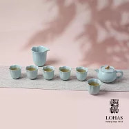 【陸寶LOHAS】清荷雅境茶組-天青色 茶壺茶海茶杯 茶具套組 泡茶器 描金工藝