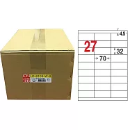 龍德 27格 白色 A4 三用電腦標籤 32x70mm 1000張/箱 LD-8108-W-B