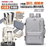 【Sayaka紗彌佳】買就送多功能行李秤-可擴充型超大容量旅行登機及商務用後背包-附USB孔 -灰色