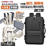 【Sayaka紗彌佳】買就送多功能行李秤-可擴充型超大容量旅行登機及商務用後背包-附USB孔 -黑色