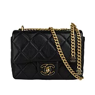 CHANEL 琺瑯CC Logo 及吊飾小羊皮迷你翻蓋包_展示品 (黑色)