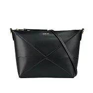 LOEWE Puzzle Fold 納帕小牛皮肩背/斜背多用包 (黑色)