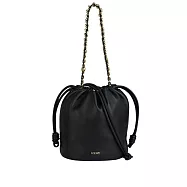 LOEWE Flamenco 納帕小羊皮鏈帶抽繩水桶造型二用包 (黑色)