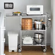 【日本霜山】多功能不鏽鋼三層置物推車(2板+1擴展板)-DIY