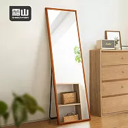 【日本霜山】窄型松木框輕量防碎全身鏡(33x153cm)