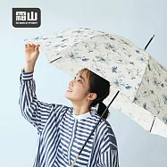 【日本霜山】水彩花卉8骨晴雨兩用長柄傘-多色可選- 白花