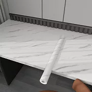 【COMET】60cmx5米仿真大理石防水防油貼(防油貼 耐高溫牆紙 廚房壁貼 自黏壁貼/TA) 爵士白