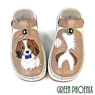 【GREEN PHOENIX】女 穆勒鞋 涼拖鞋 包頭拖鞋 兩穿 手工 氣墊 全真皮 小狗 EU36 棕色