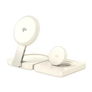 【Lisen】Qi2認證 三合一磁吸無線充15W MagSafe 桌面支架 手機支架 桌上手機架 AppleWatch充電架 奶茶色