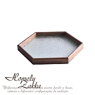 【Homely Zakka】北歐復古木質海棠花輕奢玻璃托盤/茶盤/零食盤/餐盤/置物盤_2款任選 黑胡桃木六角