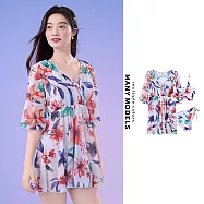 【STizi史堤茲】比基尼印花三件式泳裝 泳衣(484) XL 熱帶印花