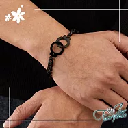 【伊飾童話】歐美潮流 簡約個性情侶鈦鋼手銬手鍊/ 男款黑色