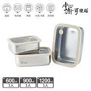 【掌廚可樂膳】氣壓玻璃蓋不鏽鋼保鮮盒-贈摺疊野餐袋