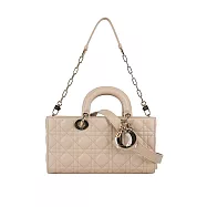 DIOR Lady D-Joy 籐格紋羊皮橫版中款黛妃包_展示品 (淡米色)