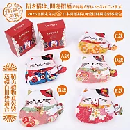 【Sayaka紗彌佳】喜氣盒裝-謹賀新年日本開運福氣招財貓立體造型拉鍊零錢包 收納包 -E款