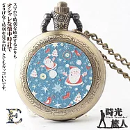 耶誕限定-Merry Christmas主題懷錶+麋鹿角伸縮筆套組合 多款任選(附盒裝 生日 送禮 禮物) -E款-聖誕老公公+綠色筆袋