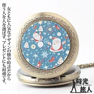 耶誕限定-Merry Christmas主題懷錶+麋鹿角伸縮筆套組合 多款任選(附盒裝 生日 送禮 禮物) -E款-聖誕老公公+紅色筆袋