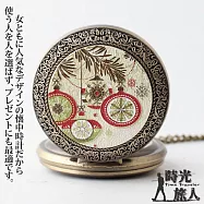 耶誕限定-Merry Christmas主題懷錶+麋鹿角伸縮筆套組合 多款任選(附盒裝 生日 送禮 禮物) -F款-雪花串燈+紅色筆袋