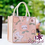 【iSPurple】繽紛動物 輕巧牛津外出購物手提袋/ 水蜜桃貓