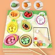 子玄 水果桌遊 顏色分類 水果盤夾珠子