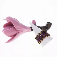 【PinkyPinky Boutique】24K金日本珠 編織紋個性戒指 (琉璃光紫)
