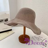 【Decoy】清新日系 寬檐透氣防曬鏤空編織漁夫帽/ 醬紫