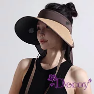 【Decoy】清夏草蓆 大帽沿披肩空頂遮陽鴨舌帽/卡其色