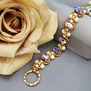 【PinkyPinky Boutique】奢華24K金珠施華洛玫瑰蛋白石古董手鍊 (金色)