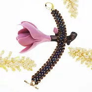 【PinkyPinky Boutique】奢華 24K金小金珠 編織紋手鍊 (濃染籃紫)