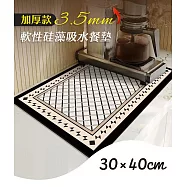 【居家cheaper】加厚3.5MM軟性30X40CM硅藻吸水地墊/餐墊/吸水地墊/硅藻土地墊/浴室地墊/軟性地墊/廚房地墊/防滑地墊 4入典雅格紋