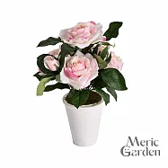 【Meric Garden】高仿真台灣蝶戀花影玫瑰花藝花瓶組/裝飾花瓶/桌面擺飾_ 粉紅色