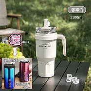 【APEX】大容量雙飲手柄杯 1100ml (買就送一 限量歐洲時尚保溫杯 400ml) 雪霧白
