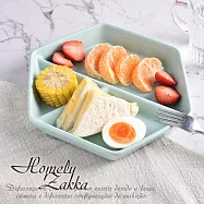 【Homely Zakka】北歐六角型陶瓷分隔餐盤/211餐盤/3格分隔餐盤_4色任選 奶油綠
