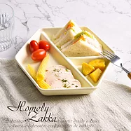 【Homely Zakka】北歐六角型陶瓷分隔餐盤/211餐盤/3格分隔餐盤_4色任選 奶油黃